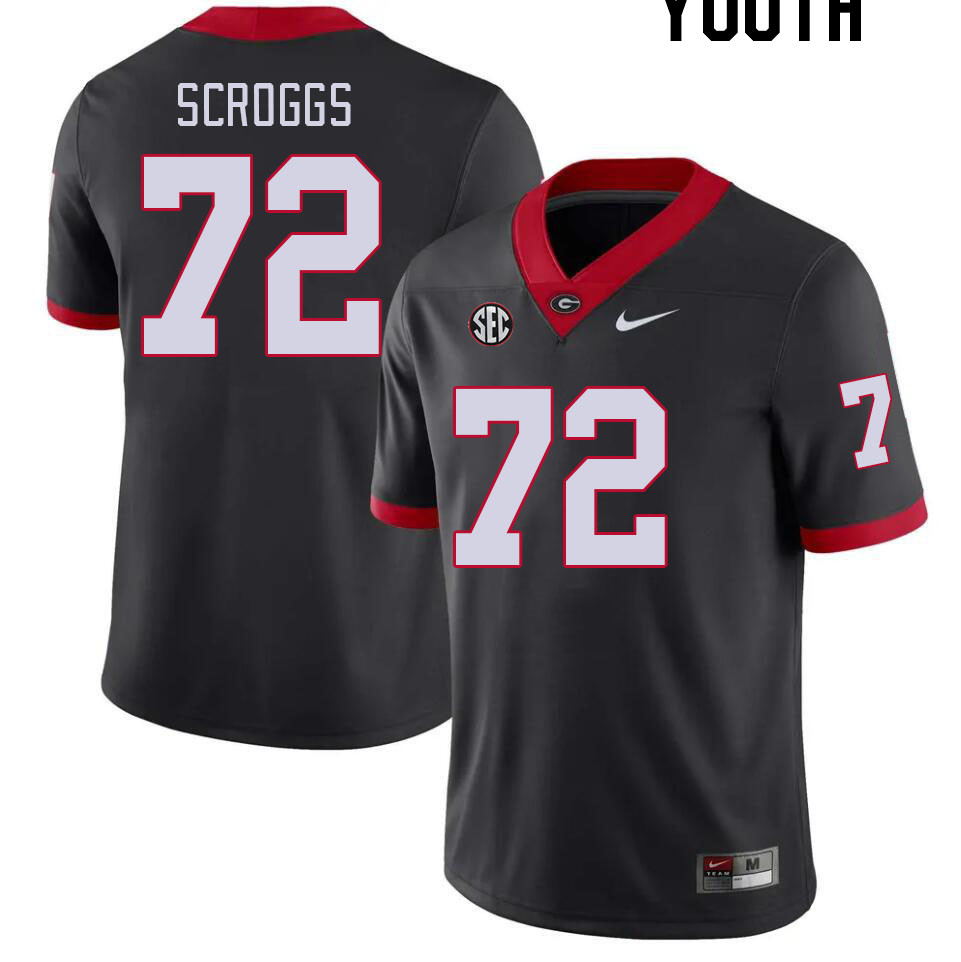 Youth #72 Griffin Scroggs Georgia Bulldogs College Football Jerseys Stitched-Black